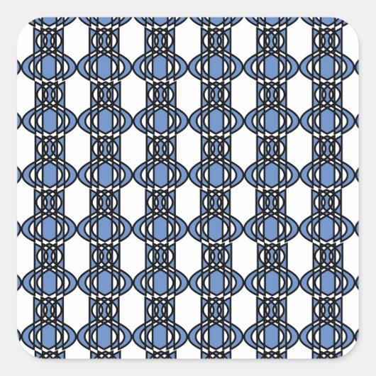 Mod Retro Blue Abstract Scarab Patroon Vierkante Sticker (Voorkant)