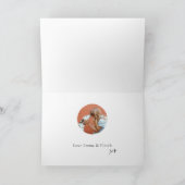 Mod Retro Bright kleurrijk Roze Oranje Joy Foto Feestdagen Kaart (Binnen)