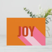 Mod Retro Bright kleurrijk Roze Oranje Joy Foto Feestdagenkaart (Staand voorkant)