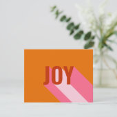 Mod Retro Helder Kleurrijk Roze Oranje Vrolijk Fot Feestdagenkaart (Staand voorkant)