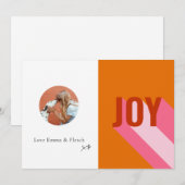 Mod Retro Helder Roze Oranje Vrolijk Foto Feestdagenkaart (Voorkant / Achterkant)