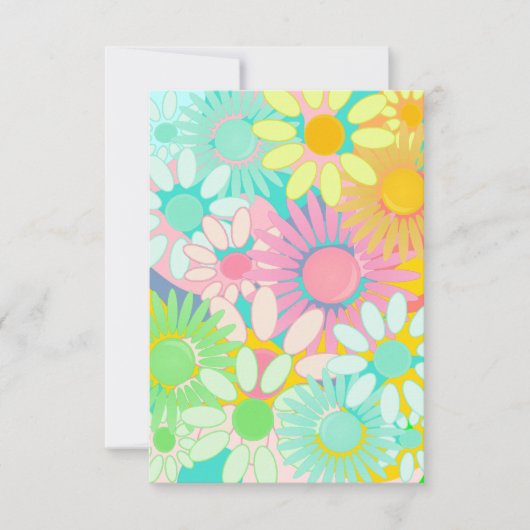 Mod Retro Hip 1960s 1970 Floral Party linvitations Kaart (Voorkant)