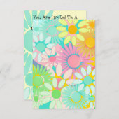 Mod Retro Hip 1960s 1970 Floral Party linvitations Kaart (Voorkant / Achterkant)
