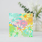 Mod Retro Hip Square Floral Party linvitaties Kaart (Staand voorkant)