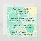 Mod Retro Hip Square Floral Party linvitaties Kaart (Achterkant)