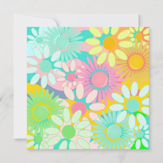 Mod Retro Hip Square Floral Party linvitaties Kaart (Voorkant)