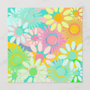 Mod Retro Hip Square Floral Party linvitaties Kaart