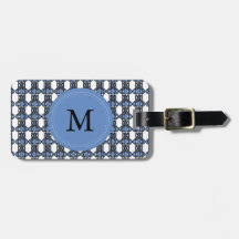 Mod Retro Monogram Blue Abstract Scarab Patroon