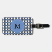 Mod Retro Monogram Blue Abstract Scarab Patroon Bagagelabel (Voorkant horizontaal)