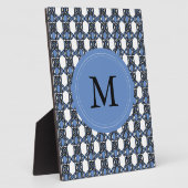 Mod Retro Monogram Blue Abstract Scarab Patroon Fotoplaat (Zijkant)