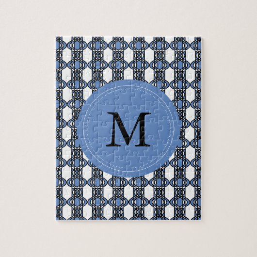 Mod Retro Monogram Blue Abstract Scarab Patroon Legpuzzel (Verticaal)