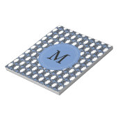 Mod Retro Monogram Blue Abstract Scarab Patroon Notitieblok (Linkerzijde)