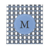 Mod Retro Monogram Blue Abstract Scarab Patroon Notitieblok (Voorkant)