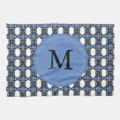 Mod Retro Monogram Blue Abstract Scarab Patroon Theedoek (Horizontaal)