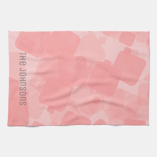 Mod Retro Pink Squares Patroon Theedoek (Horizontaal)