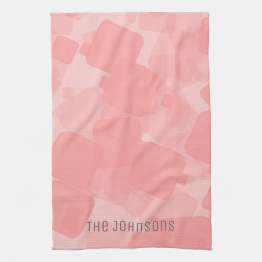 Mod Retro Pink Squares Patroon Theedoek (Verticaal)