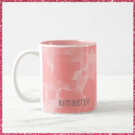 Mod Retro Pink Squares Patroon Tweekleurige Koffiemok
