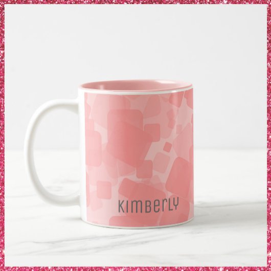 Mod Retro Pink Squares Patroon Tweekleurige Koffiemok