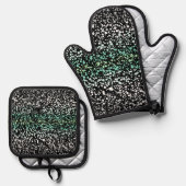 Mod Retro Quirky Groovy Boho Paragender Pride Ovenwant & Pannenlap Set (Voorkant / Achterkant)