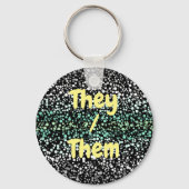 Mod Retro Quirky Groovy Boho Paragender Trots Sleutelhanger (Achterkant)