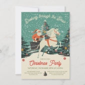 Mod Retro Santa's Sleigh Ride Christmas Party Kaart (Voorkant)