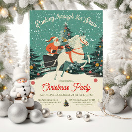 Mod Retro Santa's Sleigh Ride Christmas Party Kaart