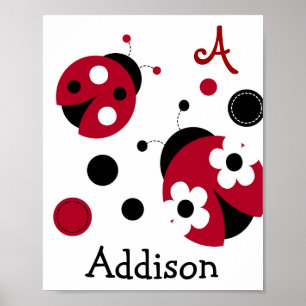 Mod Rode Lieveheersbeestje Kinderkamer Muur Kunst  Poster
