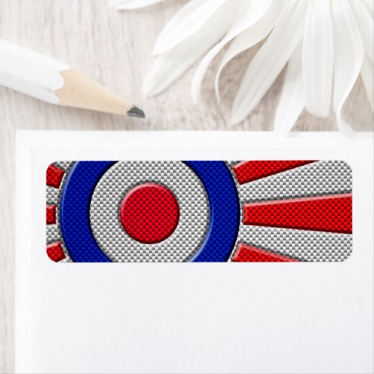 Mod Rondel Zonneburst Design in Koolstofvezel Stij Etiket (Insitu)