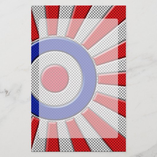 Mod Roundel Asian Sunburst in koolstofvezelstijl Briefpapier (Voorkant)