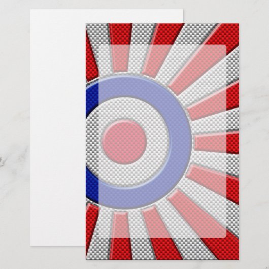 Mod Roundel Asian Sunburst in koolstofvezelstijl Briefpapier (Voorkant / Achterkant)