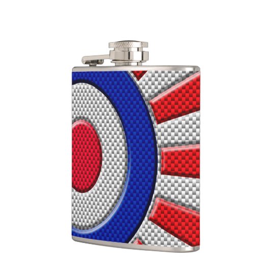 Mod Roundel Asian Sunburst in koolstofvezelstijl Heupfles (Links)