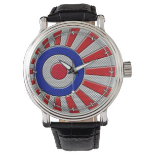 Mod Roundel Asian Sunburst in koolstofvezelstijl Horloge