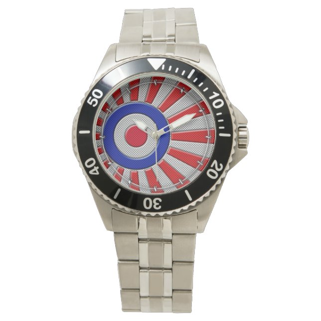 Mod Roundel Asian Sunburst in koolstofvezelstijl Horloge (Voorkant)