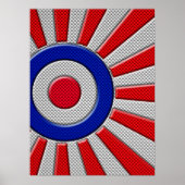 Mod Roundel Asian Sunburst in koolstofvezelstijl Poster (Voorkant)