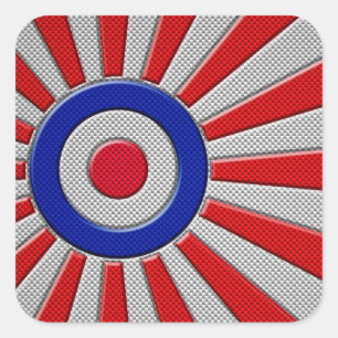 Mod Roundel Asian Sunburst in koolstofvezelstijl Vierkante Sticker
