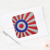 Mod Roundel Asian Sunburst in koolstofvezelstijl Vierkante Sticker (Envelop)