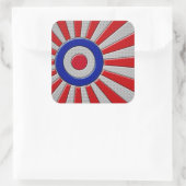Mod Roundel Asian Sunburst in koolstofvezelstijl Vierkante Sticker (Tas)