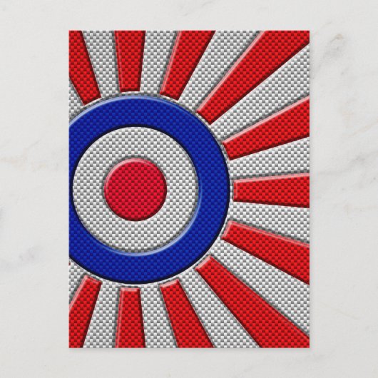 Mod Roundel Sunburst Carbon Fiber Style Briefkaart (Voorkant)