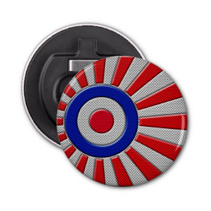 Mod Roundel Sunburst Carbon Fiber Style Button Flesopener