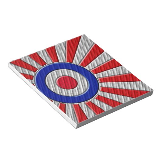 Mod Roundel Sunburst Carbon Fiber Style Notitieblok (Schuin)