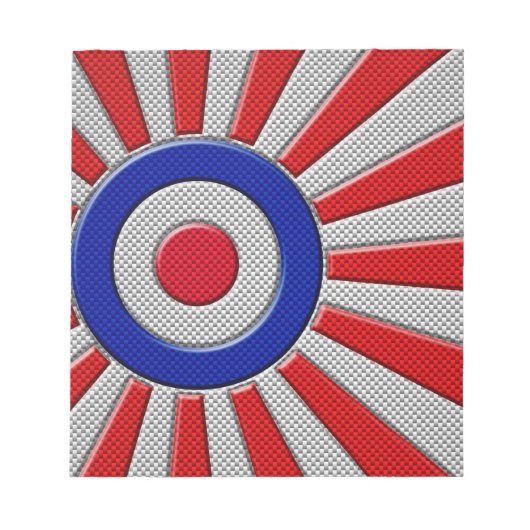 Mod Roundel Sunburst Carbon Fiber Style Notitieblok (Voorkant)