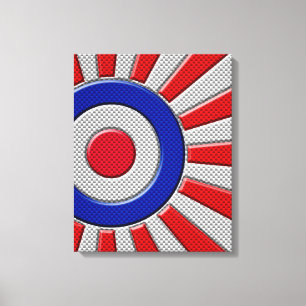 Mod Roundel Sunburst Design in koolstofvezelstijl Canvas Afdruk