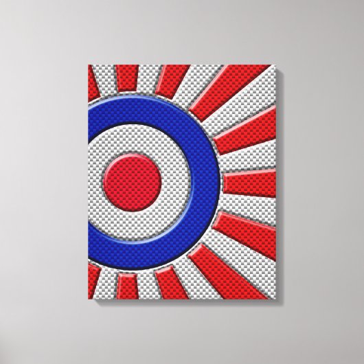 Mod Roundel Sunburst Design in koolstofvezelstijl Canvas Afdruk (Voorkant)