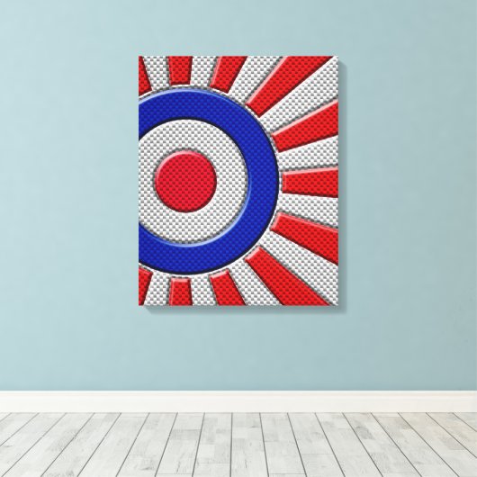 Mod Roundel Sunburst Design in koolstofvezelstijl Canvas Afdruk (Insitu (Houten vloer))