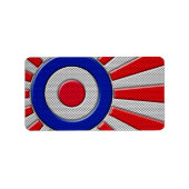 Mod Roundel Sunburst Design in koolstofvezelstijl Etiket (Voorkant)