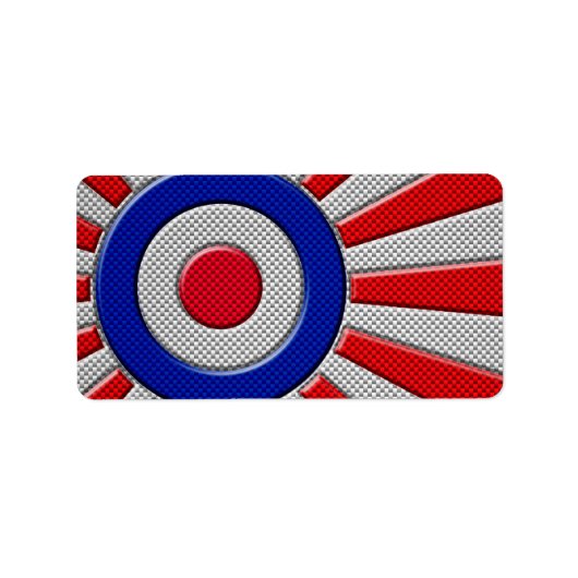 Mod Roundel Sunburst Design in koolstofvezelstijl Etiket (Voorkant)
