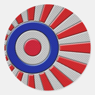 Mod Roundel Sunburst Design in koolstofvezelstijl Ronde Sticker