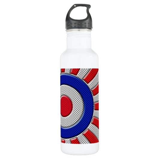 Mod Roundel Sunburst Design in koolstofvezelstijl Waterfles (Voorkant)