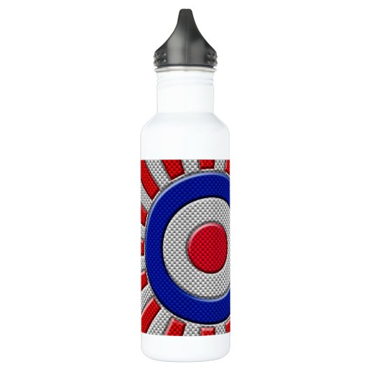 Mod Roundel Sunburst Design in koolstofvezelstijl Waterfles (Links)