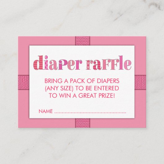 Mod Roze Baby shower Luier Raffle Ticket Insert Informatiekaartje (Voorkant)